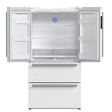 FORNO Espresso Moena 36" 19.2 cu. ft. Refrigerator with Ice Maker in White with Antique Brass Handles, FFRBI1820-36WHT