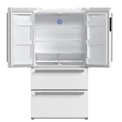 FORNO Espresso Moena 36" 19.2 cu. ft. Refrigerator with Ice Maker in White with Silver Handles, FFRBI1820-36WHT