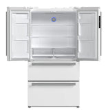 FORNO Espresso Moena 36" 19.2 cu. ft. Refrigerator with Ice Maker in White with Silver Handles, FFRBI1820-36WHT