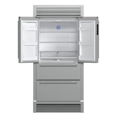 FORNO Moena 40" 19.2 cu. ft. French Door Built-In Refrigerator in Stainless Steel with Ice Maker and Grill Trim Kit, FFRBI1820-40SG