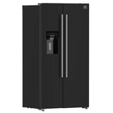 FORNO Espresso Salerno 36" 20 cu. ft. Side-By-Side Refrigerator with Water and Ice Dispenser in Black with Antique Brass Handles