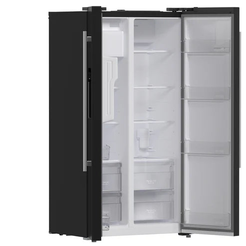 FORNO Espresso Salerno 36" 20 cu. ft. Side-By-Side Refrigerator with Water and Ice Dispenser in Black with Antique Brass Handles