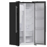 FORNO Espresso Salerno 36" 20 cu. ft. Side-By-Side Refrigerator with Water and Ice Dispenser in Black with Antique Brass Handles