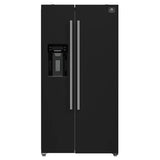 FORNO Espresso Salerno 36" 20 cu. ft. Side-By-Side Refrigerator with Water and Ice Dispenser in Black with Antique Brass Handles