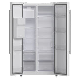 FORNO Espresso Salerno 36" 20 cu. ft. Side-By-Side Refrigerator with Water and Ice Dispenser in White with Antique Brass Handles
