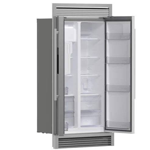 FORNO Salerno 40" 20 cu. ft. Side-by-Side Built-In Refrigerator with Water and Ice Dispenser and Grill Trim Kit, FFRBI1844-40SG