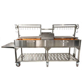 Open Fire Grill Tagwood BBQ24SS Double Argentine Santa Maria Grill 304 SS - Shared firebox - Height-adjustable grates - Interchangeable griddle -Meat hooks - Foldable side table and 6 heavy-duty swivel casters - PRE-ORDER