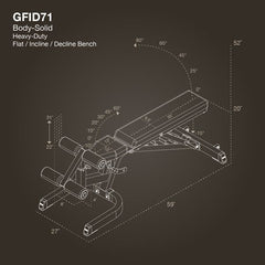 Body-Solid Flat Incline Decline Bench GFID71