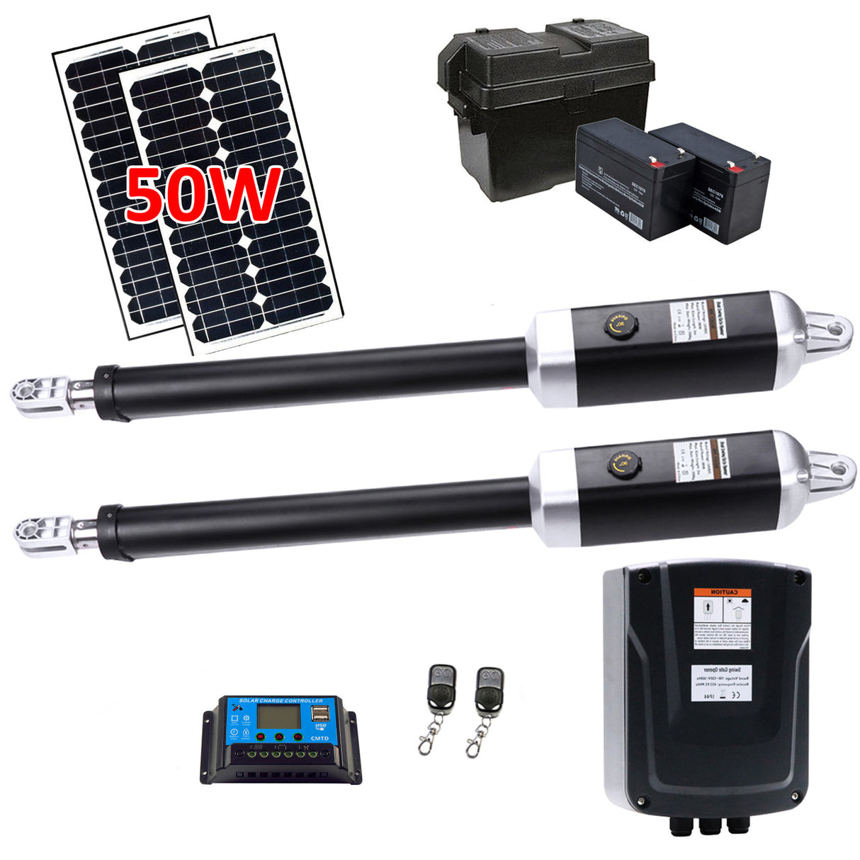 Aleko Dual Swing Gate Operator - GG1300/AS1300 AC/DC - Solar Kit 50W