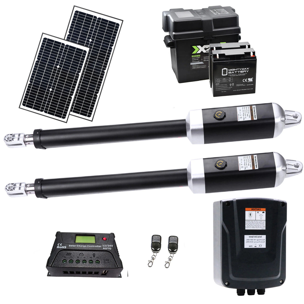 Aleko Dual Swing Gate Operator - GG1700/AS1700 AC/DC - Solar Kit 50W