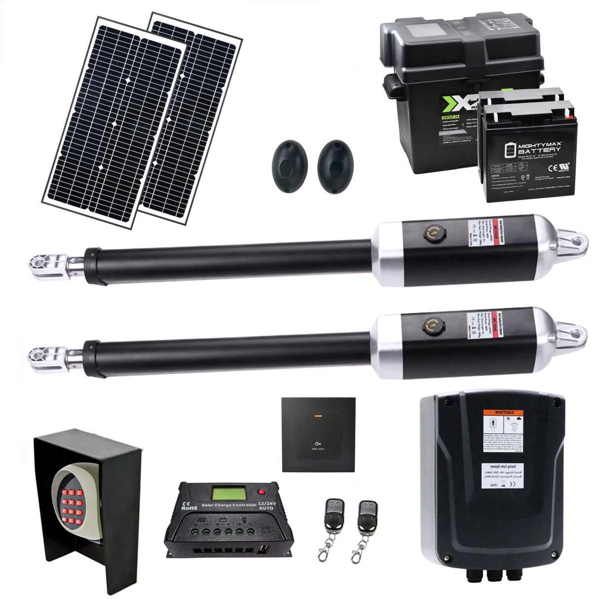Aleko Dual Swing Gate Operator - GG1700/AS1700 AC/DC - Solar Kit 60W