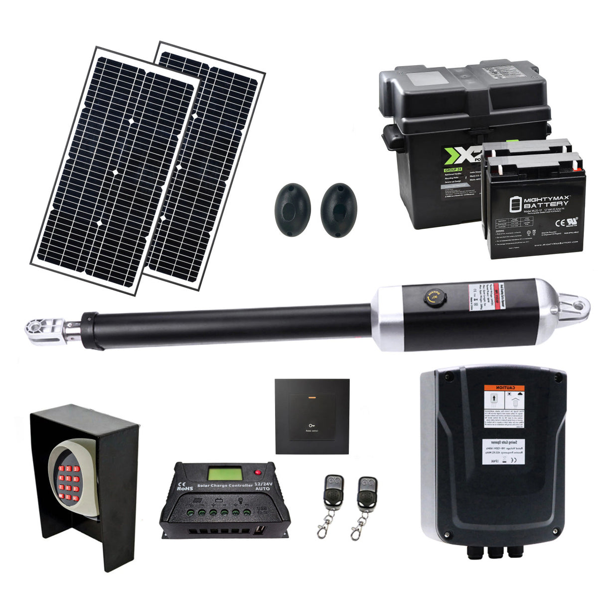 Aleko Single Swing Gate Operator - GG850/AS850 AC/DC - Solar Kit 60W