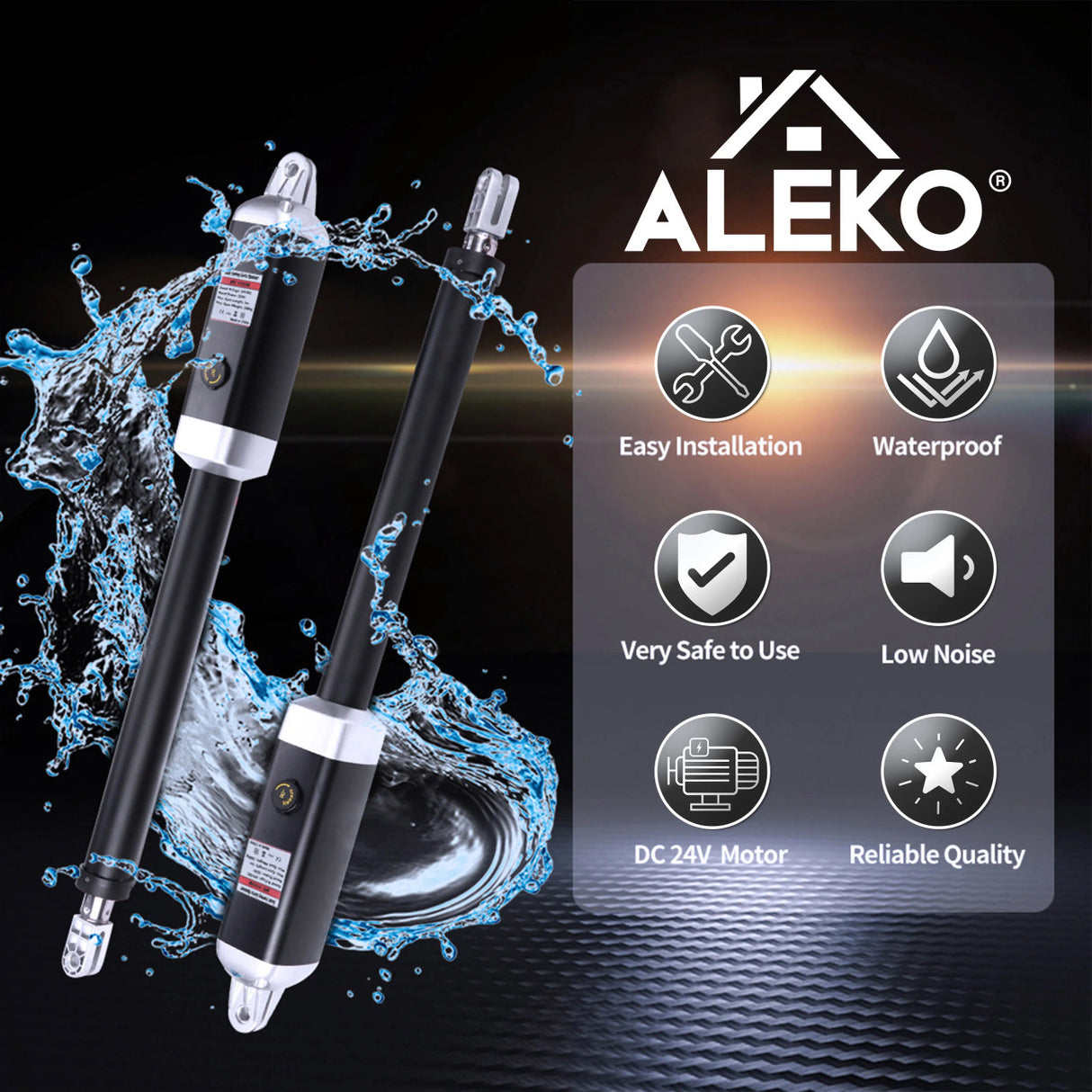 Aleko ETL Certified Dual Swing Gate Operator - GG900U AC/DC - Starter Kit