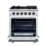 Forno Massimo 30-Inch White Freestanding Gas Range, 5 Burners, True Convection Oven