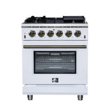 Forno Massimo 30-Inch White Freestanding Gas Range, 5 Burners, True Convection Oven