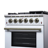 Forno Massimo 30-Inch White Freestanding Gas Range, 5 Burners, True Convection Oven