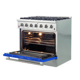 FORNO Galiano 36" 5.36 cu. ft. Gas Range with 6 Italian Burners in Blue, FFSGS6244-36BLU