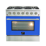 FORNO Galiano 36" 5.36 cu. ft. Gas Range with 6 Italian Burners in Blue, FFSGS6244-36BLU