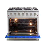 FORNO Galiano 36" 5.36 cu. ft. Gas Range with 6 Italian Burners in Blue, FFSGS6244-36BLU