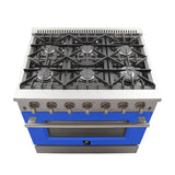 FORNO Galiano 36" 5.36 cu. ft. Gas Range with 6 Italian Burners in Blue, FFSGS6244-36BLU