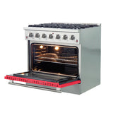 FORNO Galiano 36" 5.36 cu. ft. Gas Range with 6 Italian Burners in Red, FFSGS6244-36RED