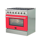 FORNO Galiano 36" 5.36 cu. ft. Gas Range with 6 Italian Burners in Red, FFSGS6244-36RED