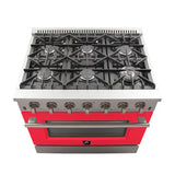 FORNO Galiano 36" 5.36 cu. ft. Gas Range with 6 Italian Burners in Red, FFSGS6244-36RED