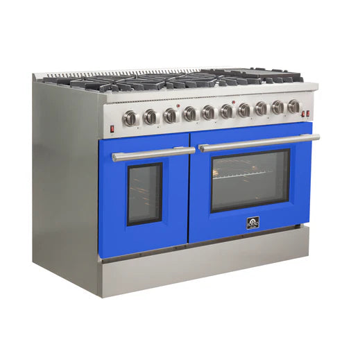 FORNO Galiano 48" 6.58 cu. ft. Gas Range with 8 Italian Burners in Blue, FFSGS6244-48BLU
