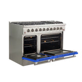 FORNO Galiano 48" 6.58 cu. ft. Gas Range with 8 Italian Burners in Blue, FFSGS6244-48BLU