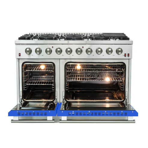 FORNO Galiano 48" 6.58 cu. ft. Gas Range with 8 Italian Burners in Blue, FFSGS6244-48BLU