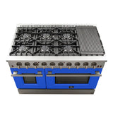 FORNO Galiano 48" 6.58 cu. ft. Gas Range with 8 Italian Burners in Blue, FFSGS6244-48BLU