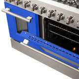 FORNO Galiano 48" 6.58 cu. ft. Gas Range with 8 Italian Burners in Blue, FFSGS6244-48BLU