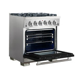 FORNO Capriasca 30″ 4.32 cu. ft. Gas Range with 5 Italian Burners in Black, FFSGS6260-30BLK