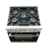 FORNO Capriasca 30″ 4.32 cu. ft. Gas Range with 5 Italian Burners in Black, FFSGS6260-30BLK