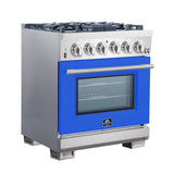 FORNO Capriasca 30″ 4.32 cu. ft. Gas Range with 5 Italian Burnerse in Blue, FFSGS6260-30BLU