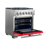 FORNO Capriasca 30″ 4.32 cu. ft. Gas Range with 5 Italian Burners in Red, FFSGS6260-30RED