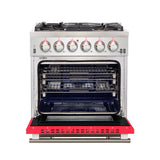 FORNO Capriasca 30″ 4.32 cu. ft. Gas Range with 5 Italian Burners in Red, FFSGS6260-30RED