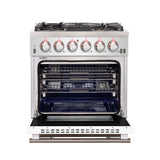 FORNO Capriasca 30″ 4.32 cu. ft. Gas Range with 5 Italian Burners in White, FFSGS6260-30WHT