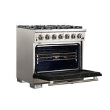 FORNO Capriasca 36" 5.36 cu. ft. Gas Range with 6 Italian Burners in Black, FFSGS6260-36BLK