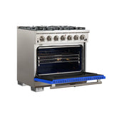 FORNO Capriasca 36" 5.36 cu. ft. Gas Range with 6 Italian Burners in Blue, FFSGS6260-36BLU