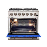 FORNO Capriasca 36" 5.36 cu. ft. Gas Range with 6 Italian Burners in Blue, FFSGS6260-36BLU