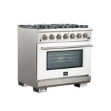 FORNO Capriasca 36" 5.36 cu. ft. Gas Range with 6 Italian Burners in White, FFSGS6260-36WHT