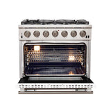FORNO Capriasca 36" 5.36 cu. ft. Gas Range with 6 Italian Burners in White, FFSGS6260-36WHT
