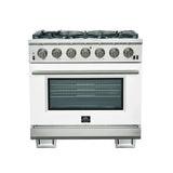 FORNO Capriasca 36" 5.36 cu. ft. Gas Range with 6 Italian Burners in White, FFSGS6260-36WHT