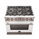 FORNO Capriasca 36" 5.36 cu. ft. Gas Range with 6 Italian Burners in White, FFSGS6260-36WHT