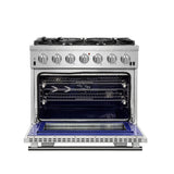 FORNO Capriasca 36" 5.36 cu. ft. Gas Range with 6 Italian Burners in Stainless Steel, FFSGS6260-36