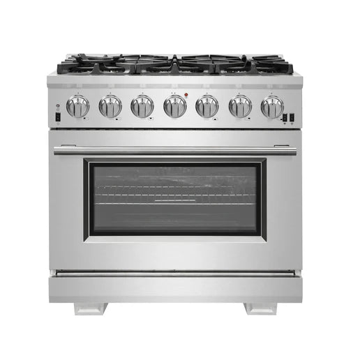 FORNO Capriasca 36" 5.36 cu. ft. Gas Range with 6 Italian Burners in Stainless Steel, FFSGS6260-36