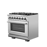 FORNO Capriasca 36" 5.36 cu. ft. Gas Range with 6 Italian Burners in Stainless Steel, FFSGS6260-36