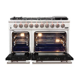 FORNO Capriasca 48″ 6.58 cu. ft. Gas Range with 8 Italian Burners in Black, FFSGS6260-48BLK