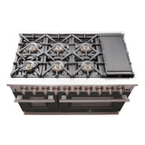 FORNO Capriasca 48″ 6.58 cu. ft. Gas Range with 8 Italian Burners in Black, FFSGS6260-48BLK